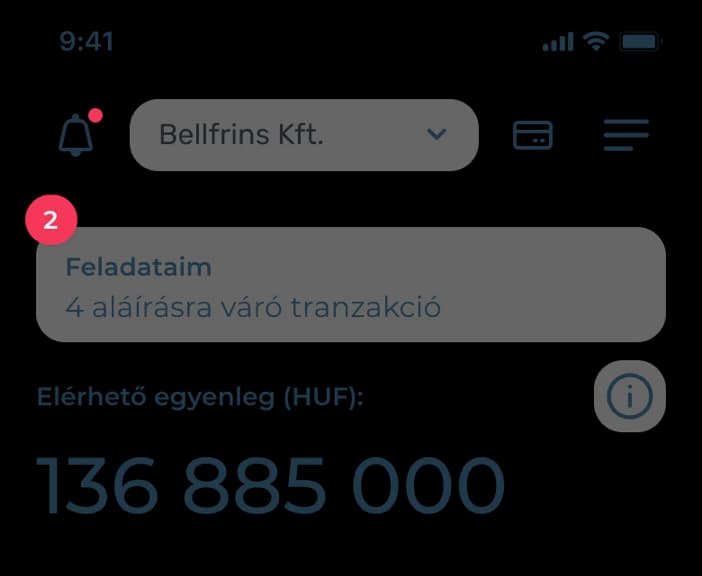 Binx mobilalkalmazás kezdőképernyője